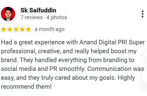 Happy digital PR client from India sharing success story , Best Digital PR Services in India